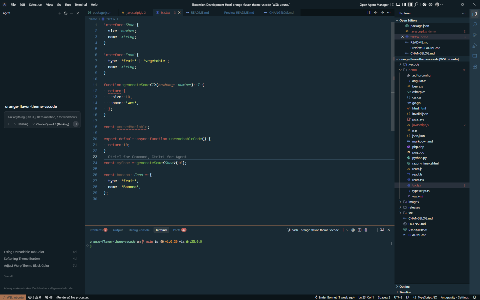TanStack Theme Preview in VS Code